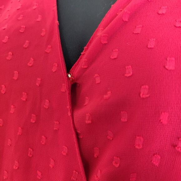 NWT Red Textured Dress SZ L JAPNA FLOWY Chiffon Cruise BOHO Swing Ruffle Large - Picture 5 of 16